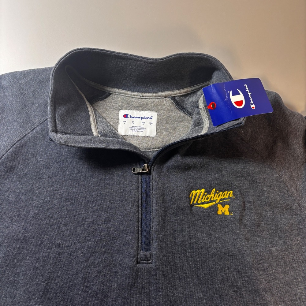 Champion Michigan Wolverines Quarter Zip Sweatshirt Mens XL NCAA NWT